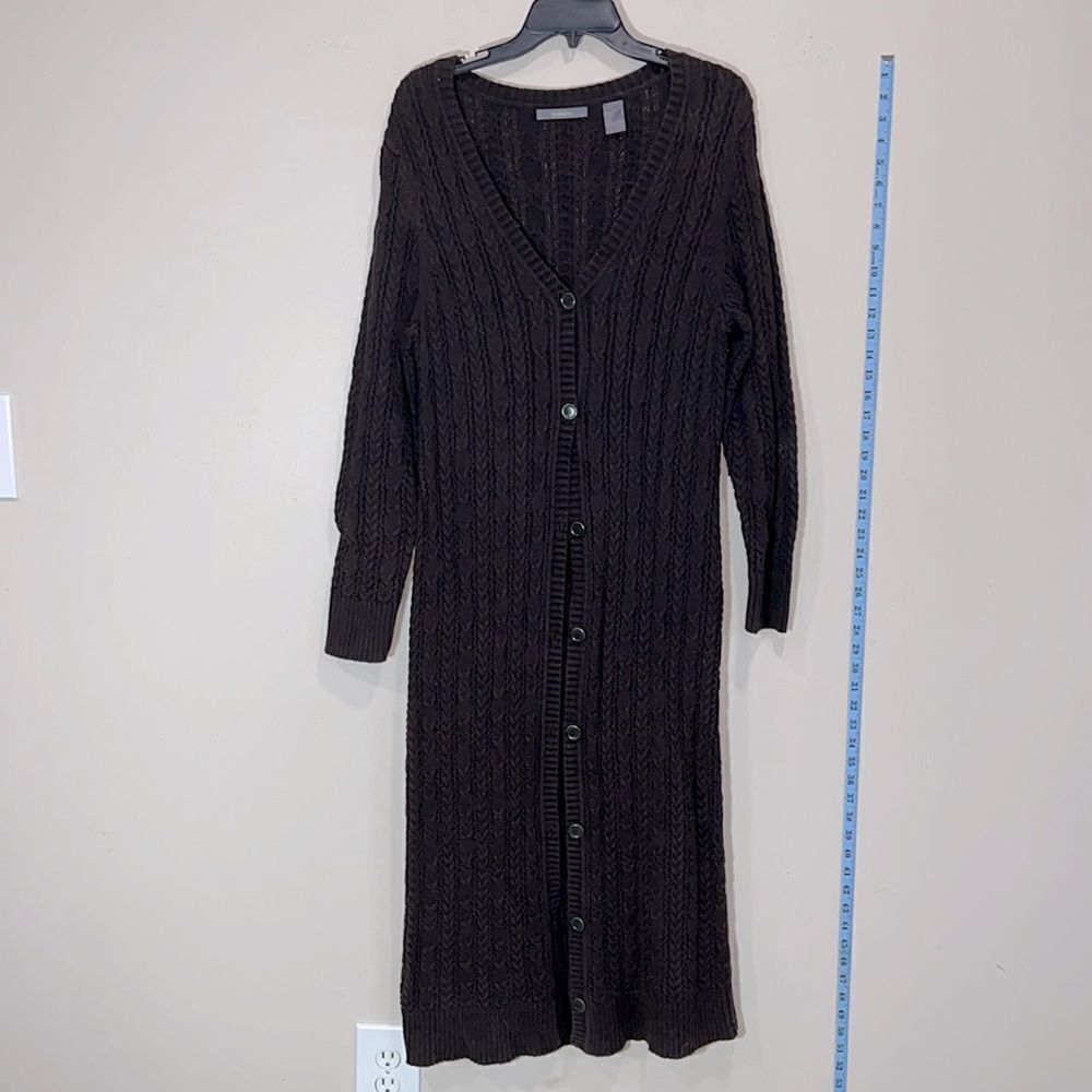Super Cute Black Sweater Duster Coat By Liz Claiborne. Size Large.